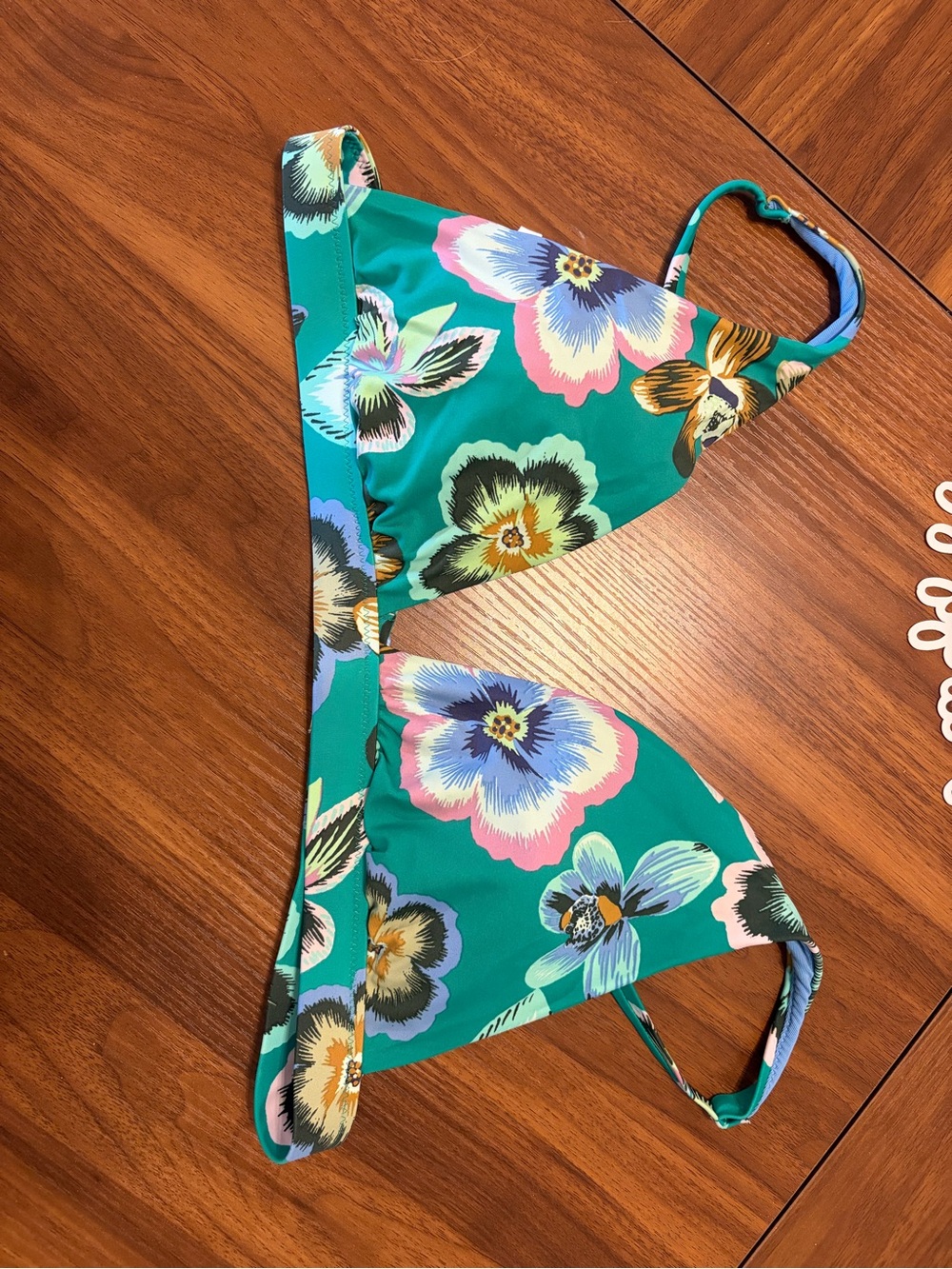 Aerie Teal Floral Bikini Top with Pink, Yellow & Blue Flowers